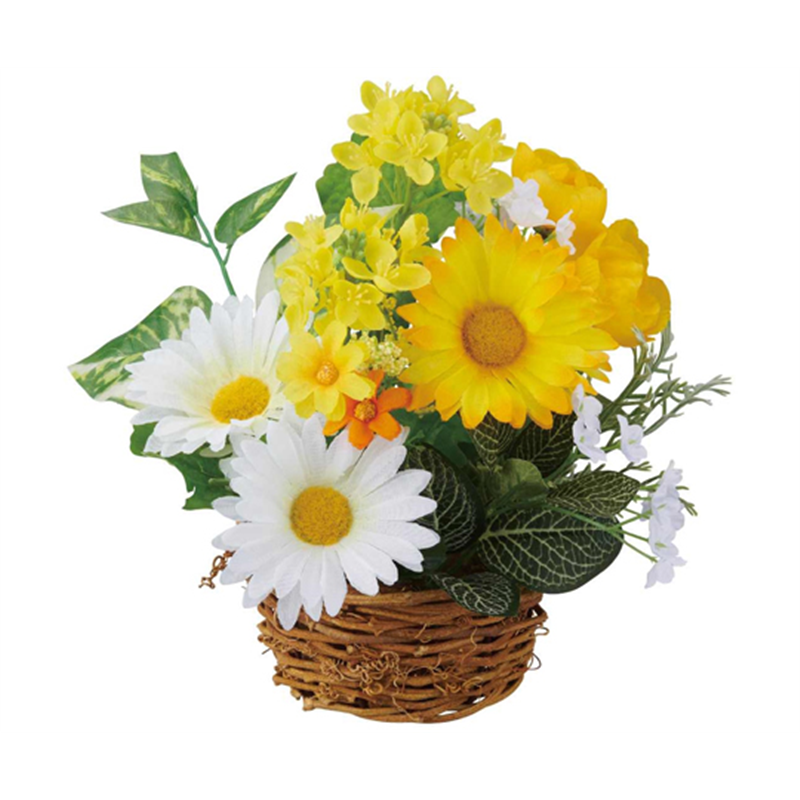 アズワン 菜の花盛カゴアレンジ 造花 33-14-5-1 1個(ご注文単位1個)【直送品】