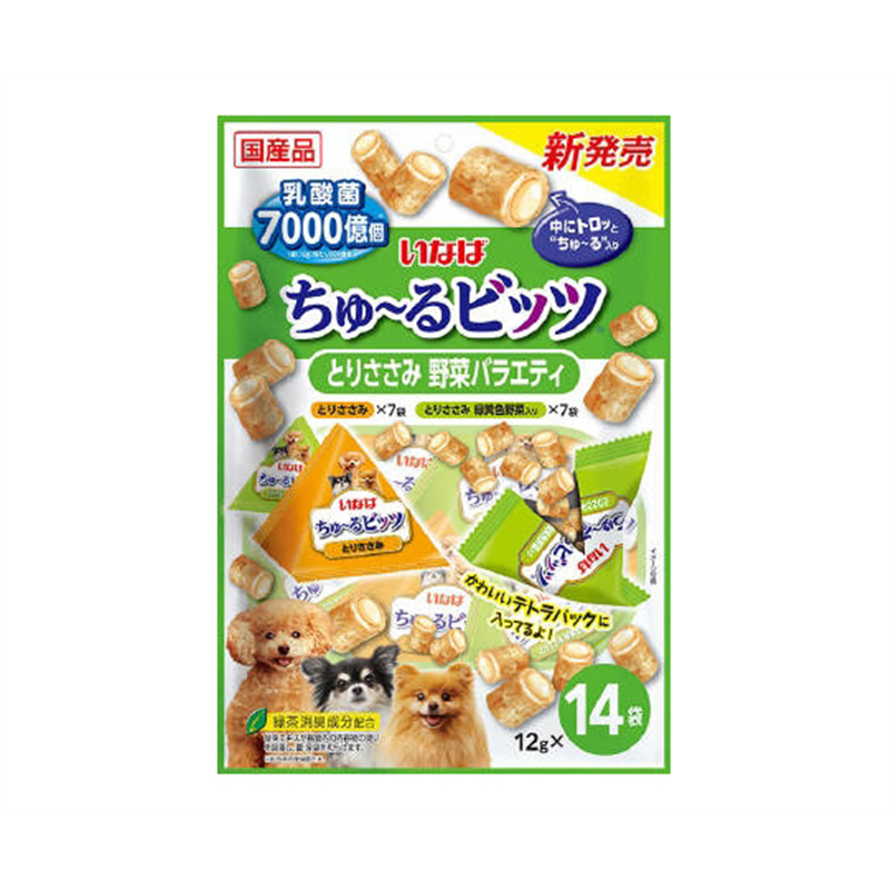 いなばペットフード ちゅ~るビッツ 野菜バラエティ 12g×14本入 DS-325 1袋（ご注文単位1袋）【直送品】