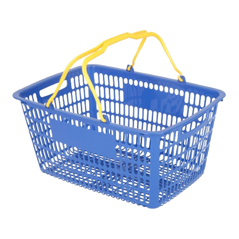 大和産業 買い物かご ロイヤルブルー把手 イエロー 5個入 SL-20 1セット（ご注文単位1セット）【直送品】