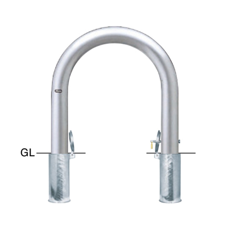 サンポール ステンレス アーチ型車止め 差込式カギ付 φ101.6(t4.0)×W720×H700mm AC-11SK 1台(ご注文単位1台)【直送品】