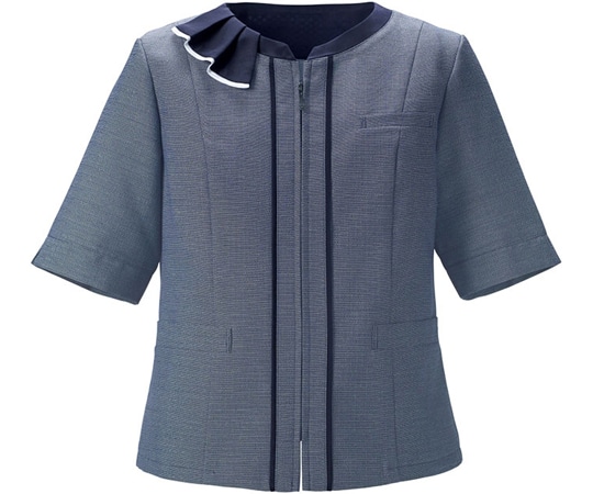 カーシーカシマ ENJOY フリル付半袖オーバーブラウス ネイビー 15号 ESA890 1枚（ご注文単位1枚）【直送品】