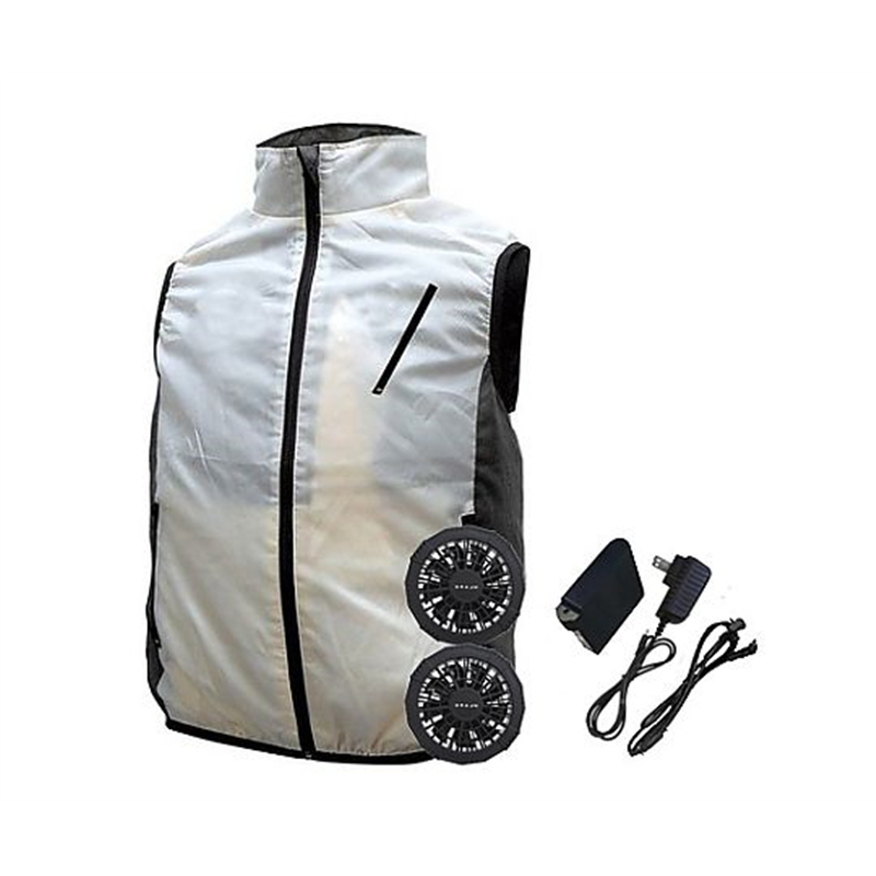 ブレイン 7.4V/胸スイッチなし 空調ベスト ハーネス対応 フルセット ホワイト 女性・子供用S MESH-BR-007 1着(ご注文単位1着)【直送品】