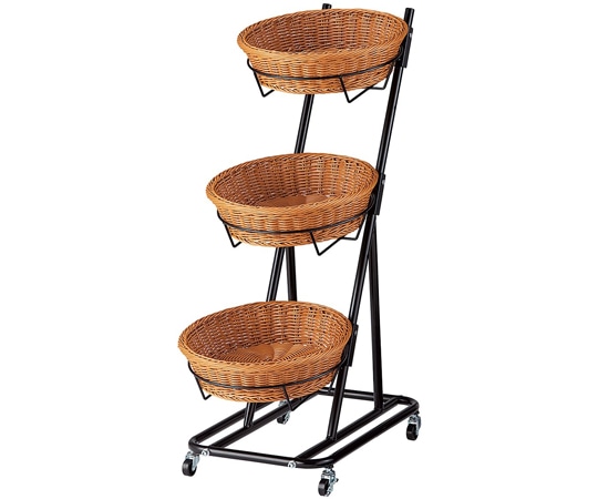 ストア・エキスプレス PP製バスケット付き3段スタンド 丸型 ブラウン 61-798-89-2 1台（ご注文単位1台）【直送品】