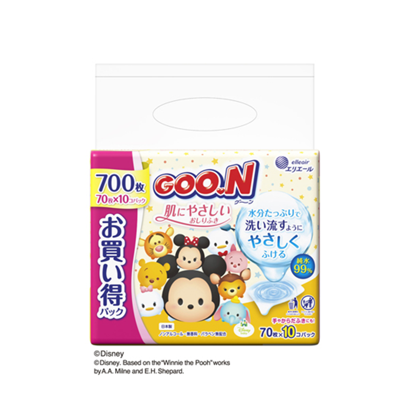 エリエール(大王製紙) グ~ン 肌にやさしいおしりふき 1ケース(70枚×40個入)  1ケース（ご注文単位1ケース）【直送品】
