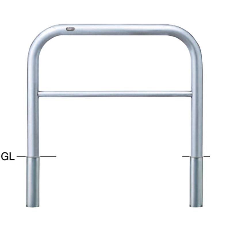 サンポール ステンレス アーチ型車止め(横桟付)差込式 φ60.5(t3.0)×W1000×H800mm AH-7S10-800 1台(ご注文単位1台)【直送品】
