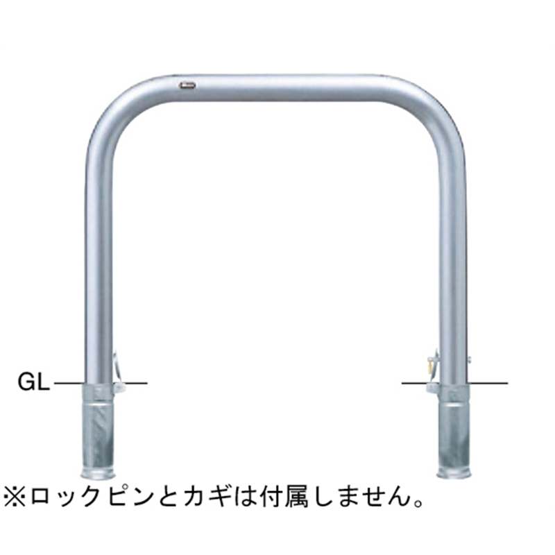サンポール ステンレス アーチ型車止め 差込式カギ付 交換用本体 φ76.3(t3.0)×W1000×H800mm AA-8SK10-800 1台(ご注文単位1台)【直送品】