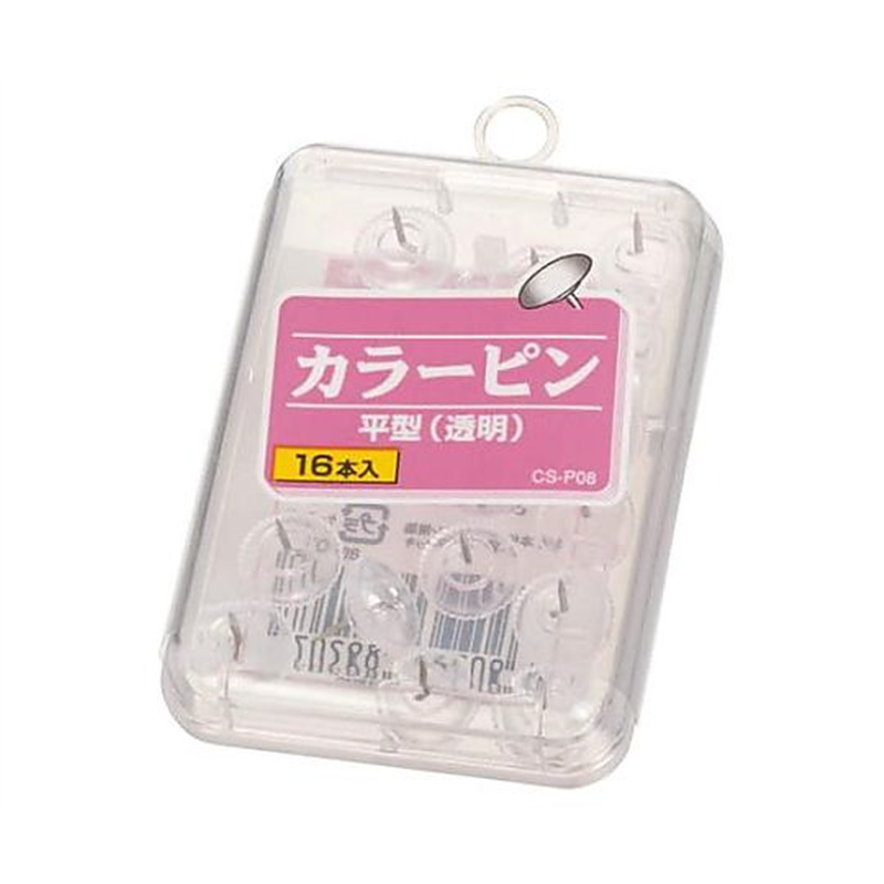 ライオン事務器 [透明] カラーピン(平型/16本) EA762FC-216 1ケース（ご注文単位1ケース）【直送品】