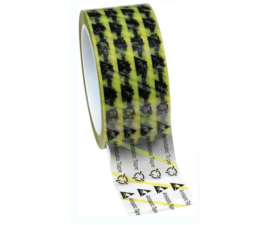 DESCO テープ WESCORP 透明 静電気防止 黄色ストライプ マーク付き 51mm×65.8m ID 79278 1個 (ご注文単位1個)【直送品】