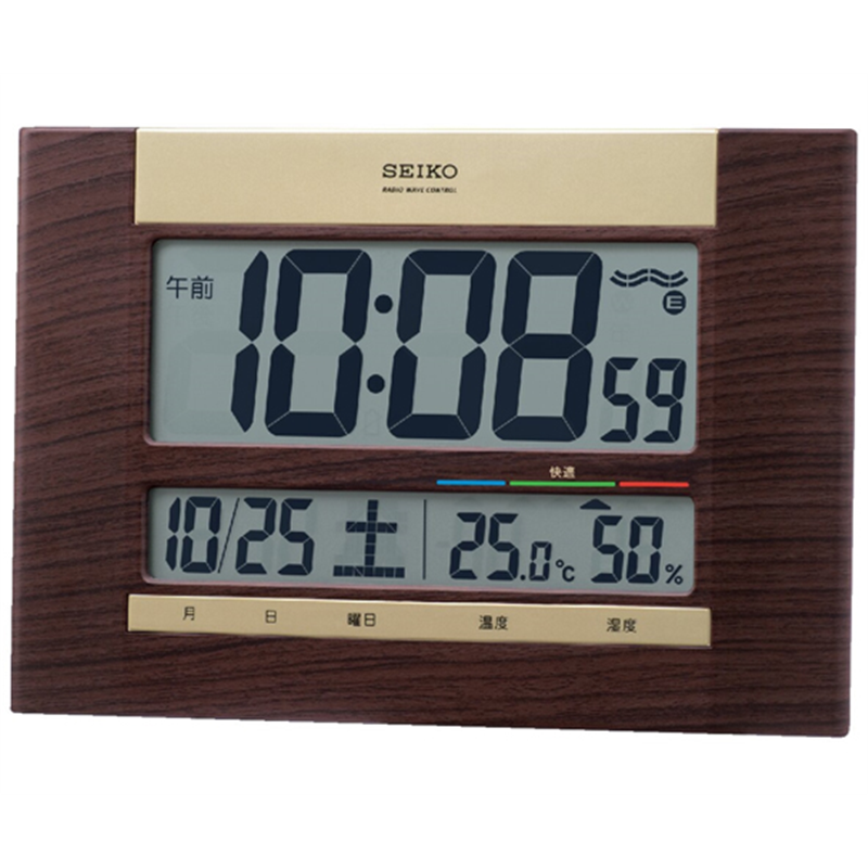 セイコー 掛置き兼用電波デジタル時計 180×260×22mm 茶 SQ440B 1個(ご注文単位1個)【直送品】