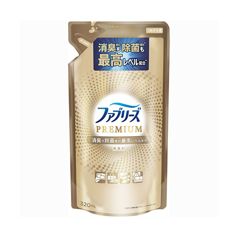 P&G ファブリーズW除菌+消臭 プレミアム 無香料 詰替 320mL  1個(ご注文単位1個)【直送品】