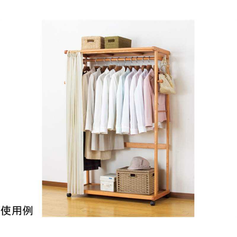 ファミリー・ライフ 天然木カーテン付きシングルハンガー 110cm幅 03710 1箱（ご注文単位1箱）【直送品】