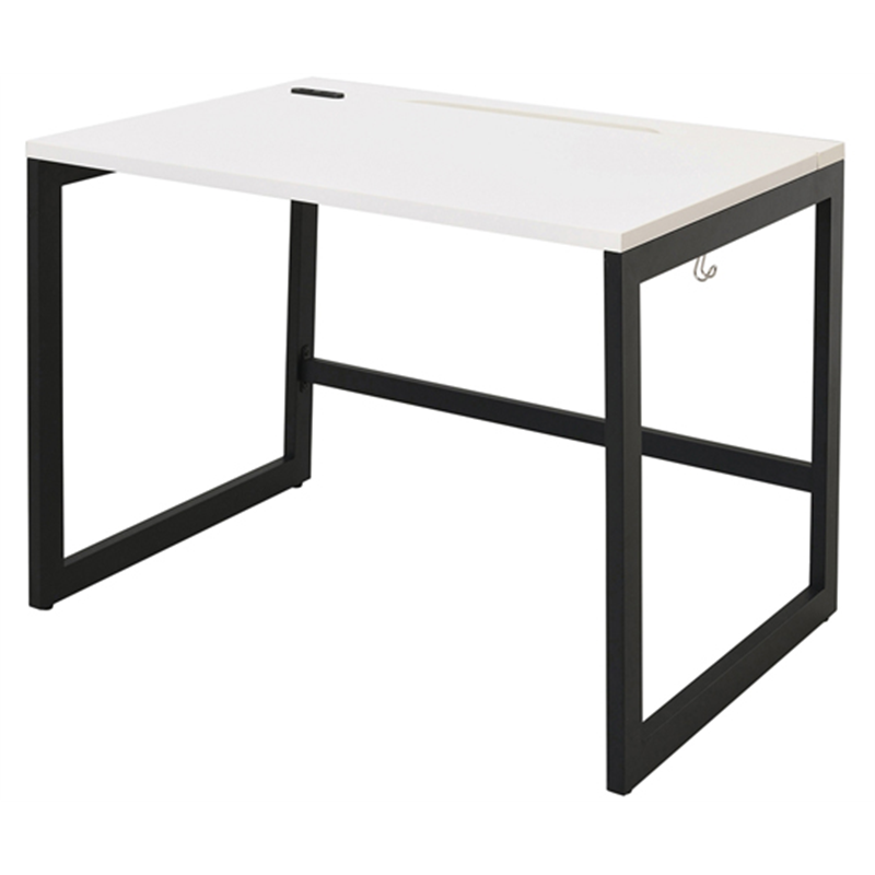 アール・エフ・ヤマカワ リスム デスク W1000×D700 ホワイト×ブラック脚 2ヶ口コンセント付き RFFLD-1070WH-BL 1台(ご注文単位1台)【直送品】