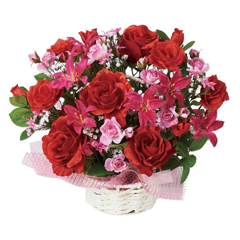 アズワン ローズかごアレンジ W36xH26cm レッド 23-29-4-1 1個(ご注文単位1個)【直送品】