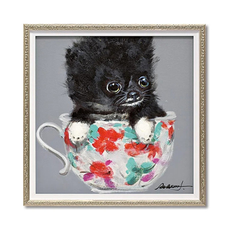 ユーパワー オイル ペイント アート｢ティーカップ ドッグ2(Sサイズ)｣ OP-07002 1個（ご注文単位1個）【直送品】