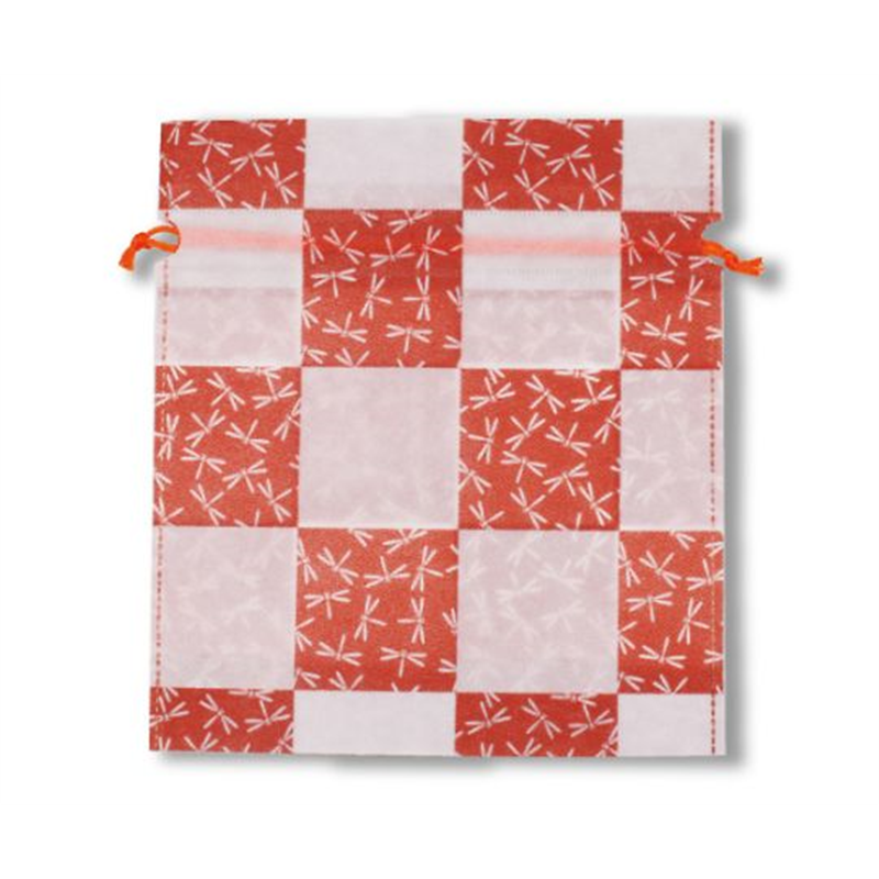 三和 不織布巾着C蜻蛉柄 スカーレット 1箱(1000枚入) SW2528CHTB-SK 1箱(ご注文単位1箱)【直送品】