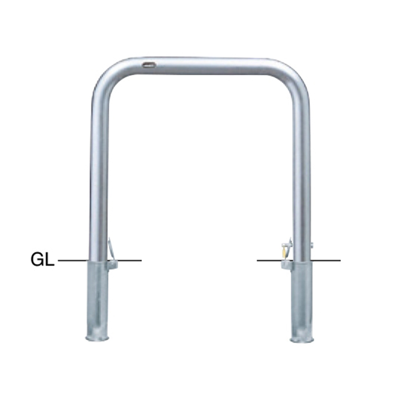 サンポール ステンレス アーチ型車止め 差込式カギ付 φ60.5(t3.0)×W700×H650mm AA-7SK7-650 1台(ご注文単位1台)【直送品】