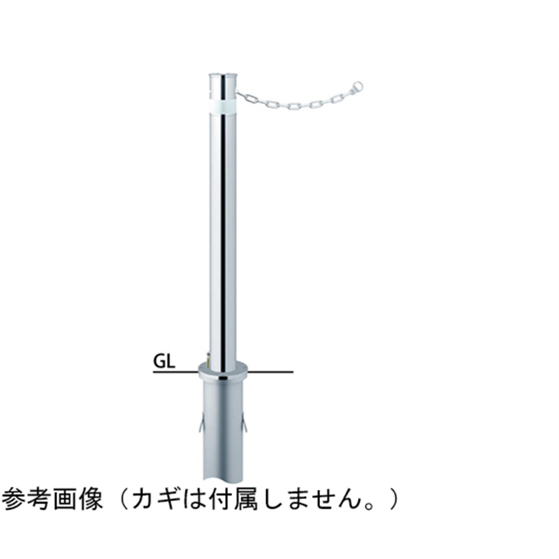 サンポール ロングリフター ステンレス 上下式車止め 鎖内蔵 φ76.3 交換用本体 LAH-8KC 1本(ご注文単位1本)【直送品】
