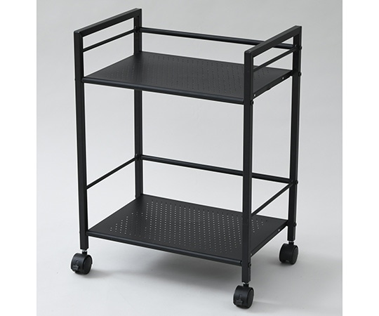 山善(YAMAZEN) A4ファイル収納 パンチングワゴン キャスター付き 2段 マットブラック SSDT-2(MBK) 1台(ご注文単位1台)【直送品】