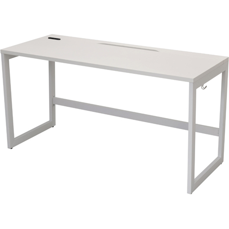 アール・エフ・ヤマカワ リスム デスク W1400×D600 ホワイト×ホワイト脚 2ヶ口コンセント付き RFFLD-1460WH-WL 1台(ご注文単位1台)【直送品】