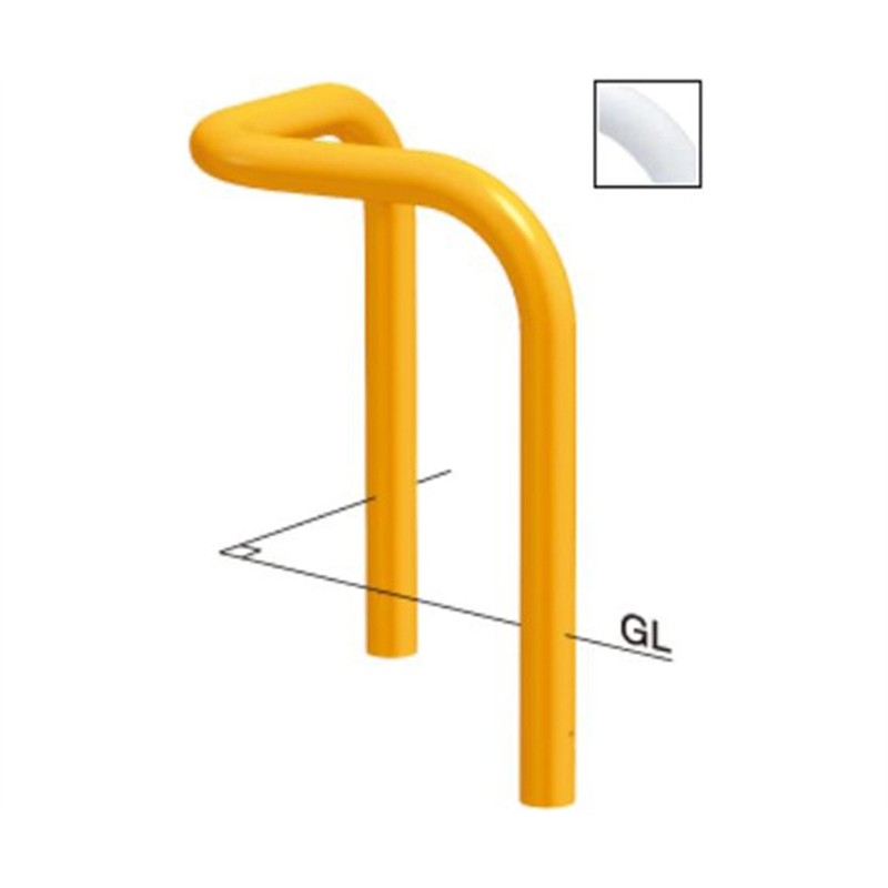 サンポール スチール製 コーナーアーチ型車止め 固定式 φ76.3(t3.2)×W700×W700×H650mm FAA-8UR7-650(Y) 1台(ご注文単位1台)【直送品】