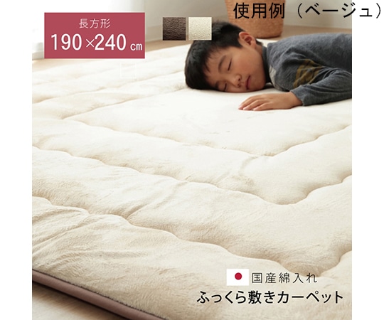 アズワン 国産固綿40mm使用 マイクロファイバー生地 ふっくら敷 『フィーラF敷』 ブラウン 約190×240cm 1161700060909 1個（ご注文単位1個）【直送品】