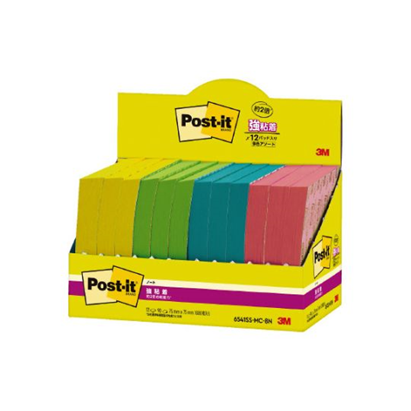 強粘着マルチカラー8 75×75 4色 12冊 6541SS-MC-8N 1箱（ご注文単位1箱）【直送品】
