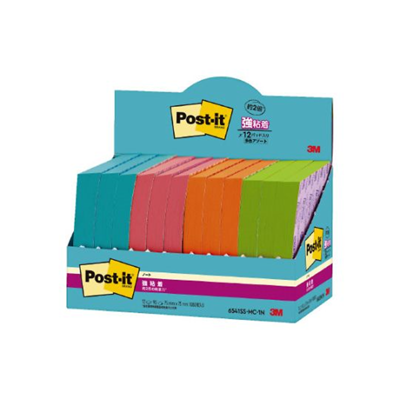 強粘着マルチカラー1 75×75 4色 12冊 6541SS-MC-1N 1箱（ご注文単位1箱）【直送品】