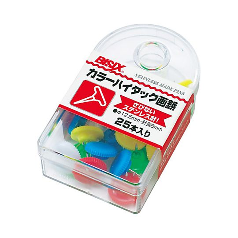 ミツヤ カラーハイタック画鋲 5色込 25本×5箱入 BX1-6-AS 1ケース（ご注文単位1ケース）【直送品】
