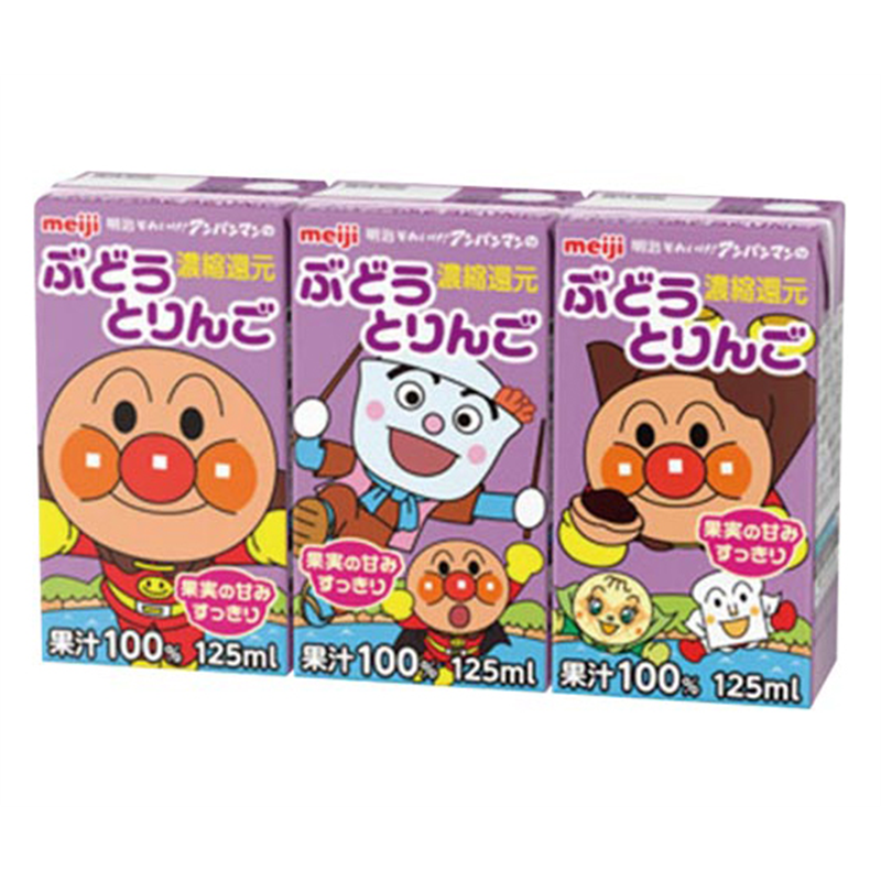 明治アイスクリーム販売 アンパンマンのぶどうとリンゴ 125mL 36本 093959 1ケース※軽（ご注文単位1ケース）【直送品】