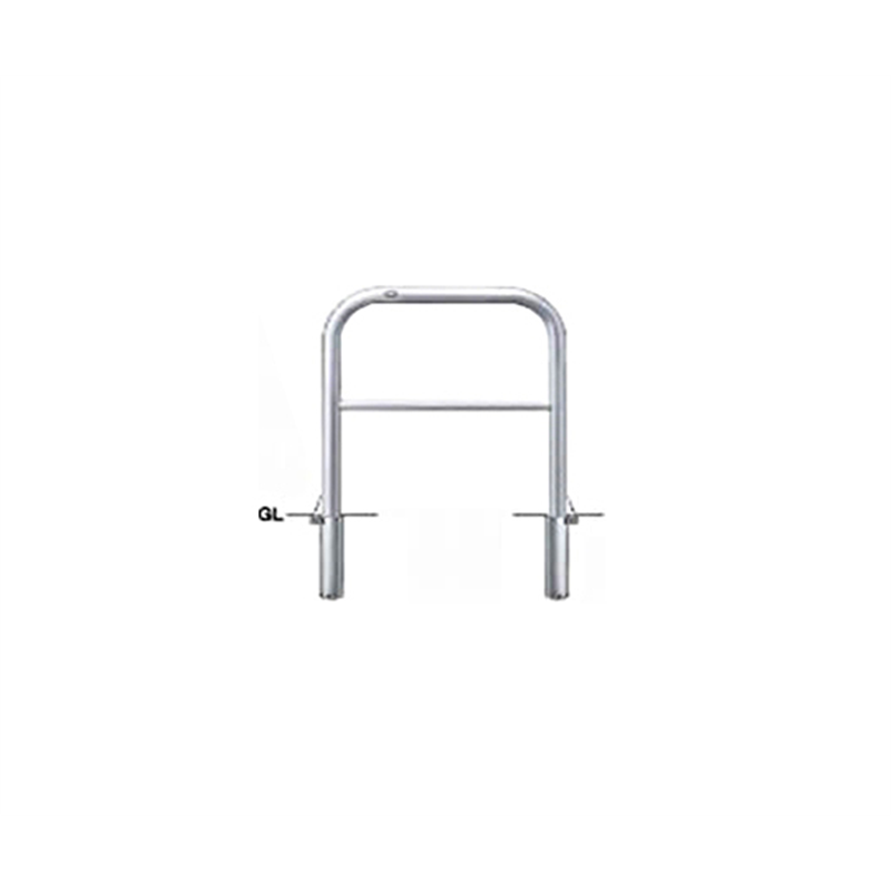 サンポール ステンレス アーチ型車止め(横桟付)差込式フタ付 φ60.5(t3.0)×W750×H800mm AH-7SF75-800 1台(ご注文単位1台)【直送品】