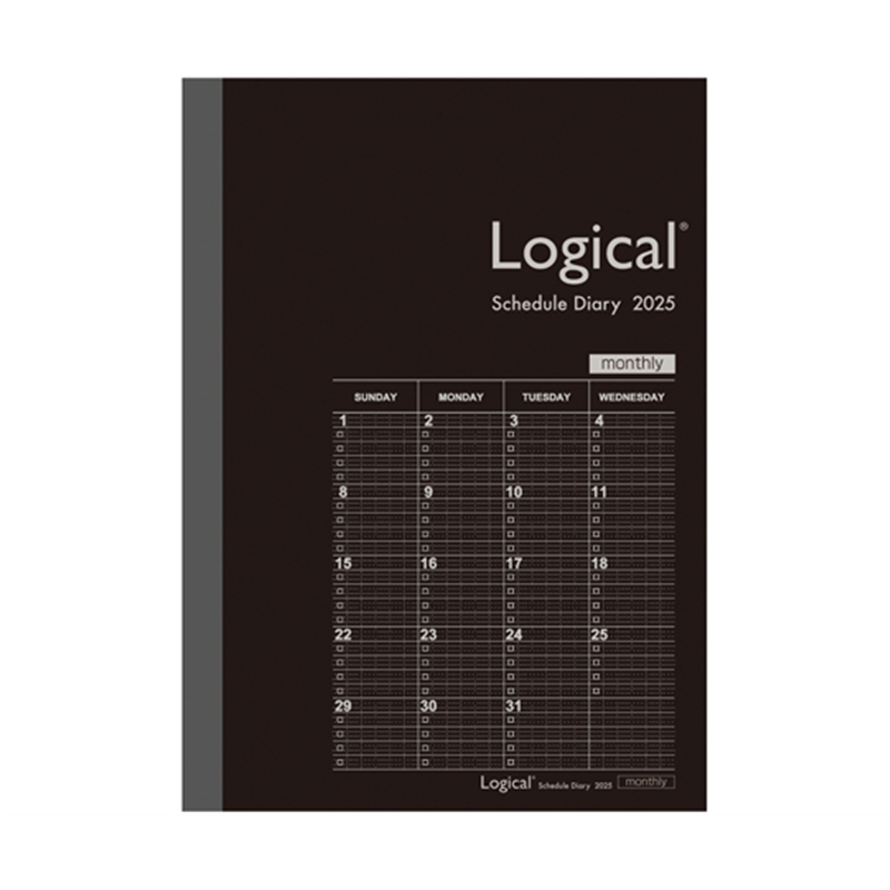 ナカバヤシ ロジカル2025月間ノートBA5ブラック NS-A502-25BD 1冊(ご注文単位1冊)【直送品】