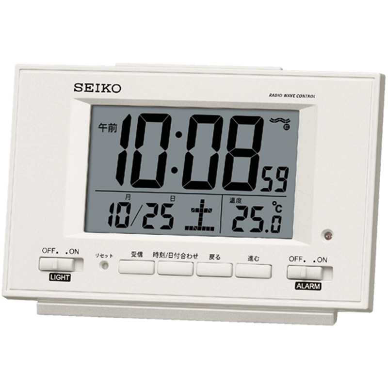 セイコー 夜見える電波目覚まし時計 84×132×44mm 白 SQ778W 1個(ご注文単位1個)【直送品】