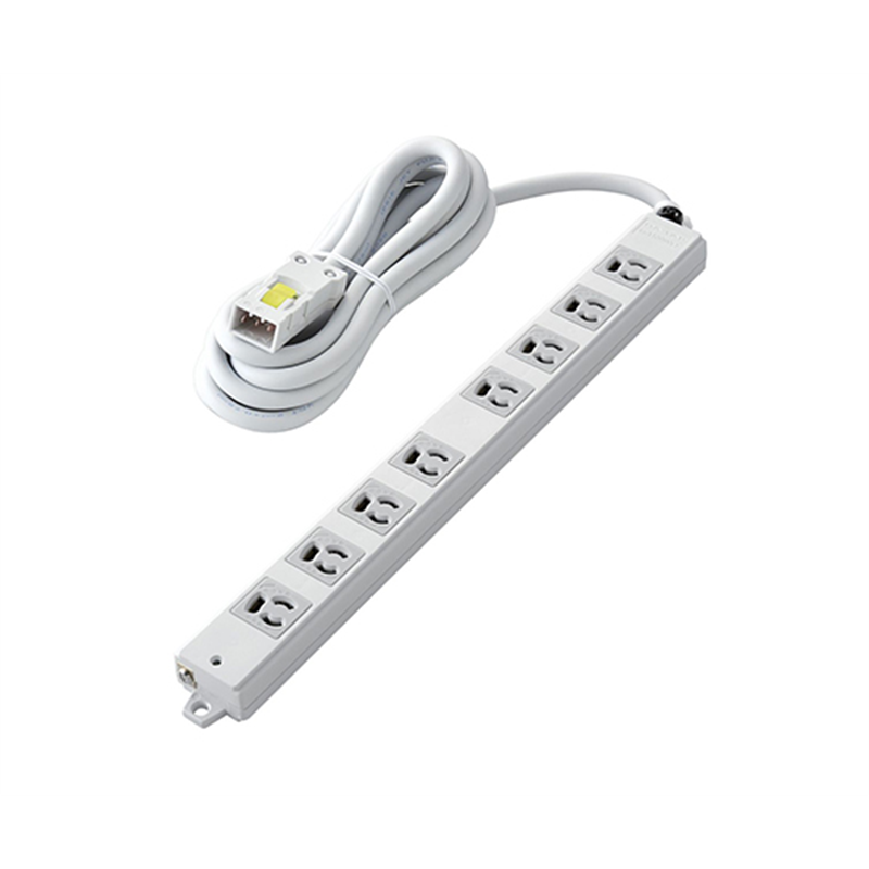 エレコム ハーネスタップ 8口 抜けどめあり 3m T-WHRM3830LG/RS 1個(ご注文単位1個)【直送品】