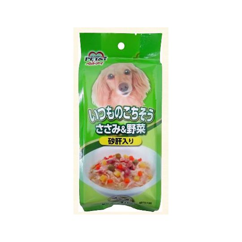 ペットアイ いつものごちそう ささみ&野菜 砂肝入り 80gx3P  1パック（ご注文単位1パック）【直送品】