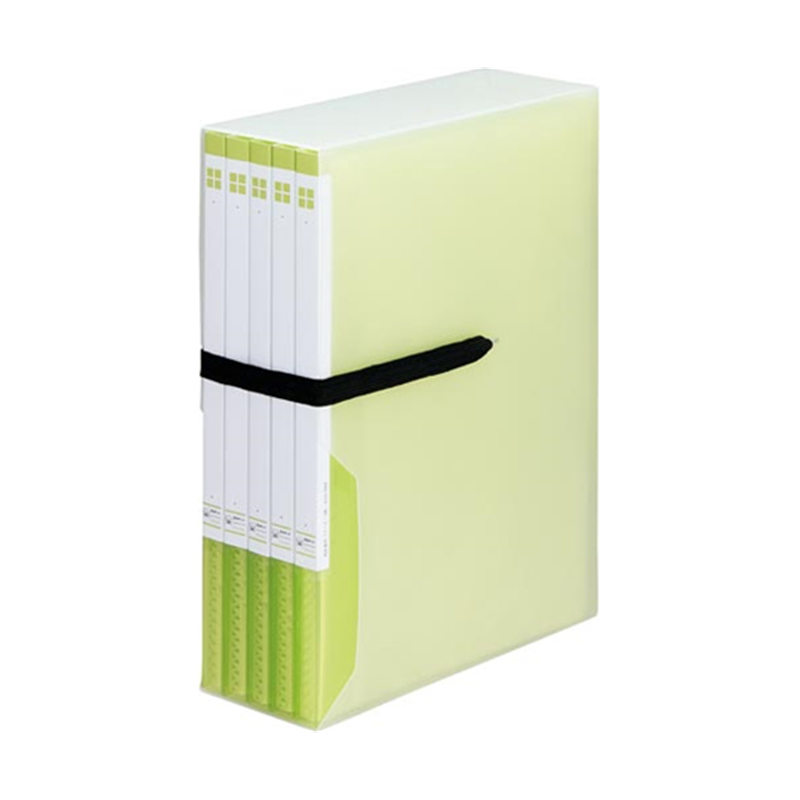 カウネット 整理がしやすいケース付クリヤーブック 緑 5冊 4256-3068 1ケース(ご注文単位1ケース)【直送品】