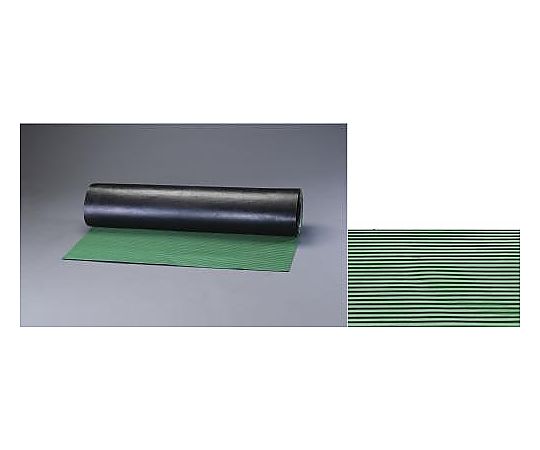エスコ 1.0x 10m/3.0mm ゴムマット(横筋・緑) EA997RA-11 1個(ご注文単位1個)【直送品】