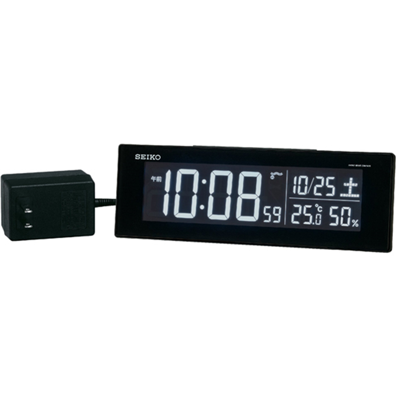 セイコー 交流式電波デジタル時計 73×222×44mm 黒 DL305K 1個(ご注文単位1個)【直送品】