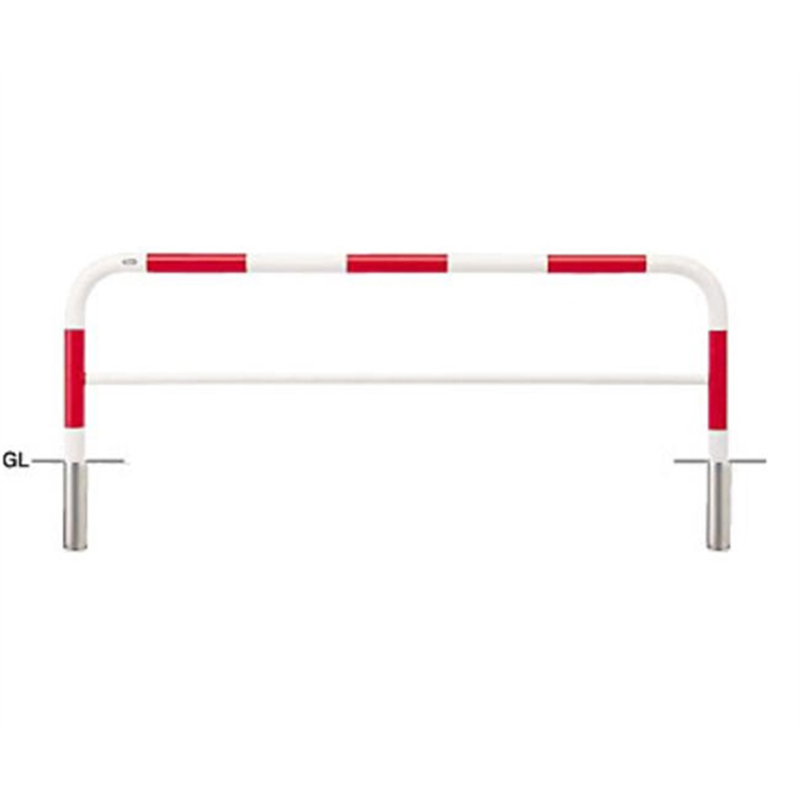 サンポール スチール製 アーチ型車止め(横桟付)差込式 φ60.5(t2.8)×W2000×H650mm 赤白 FAH-7S20-650(RW) 1台(ご注文単位1台)【直送品】