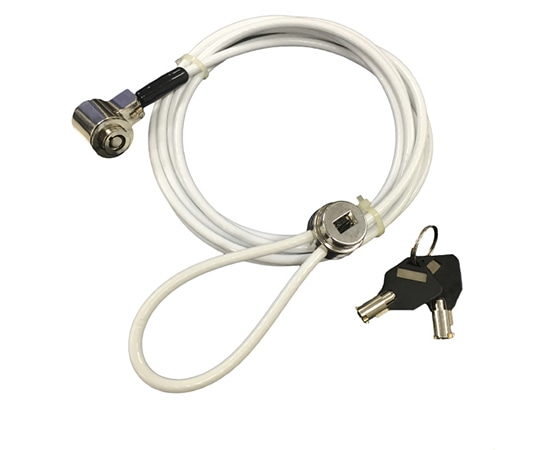 山善(YAMAZEN) デスクのデザインに合うセキュリティワイヤー(鍵タイプ) 可動式 YSW-2(W) 1個(ご注文単位1個)【直送品】