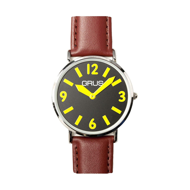 GRUS(グルス) グルス ロービジョンウォッチ メンズ ブラック×イエロー アラビア&バーインデックス GRS006-02 1個(ご注文単位1個)【直送品】