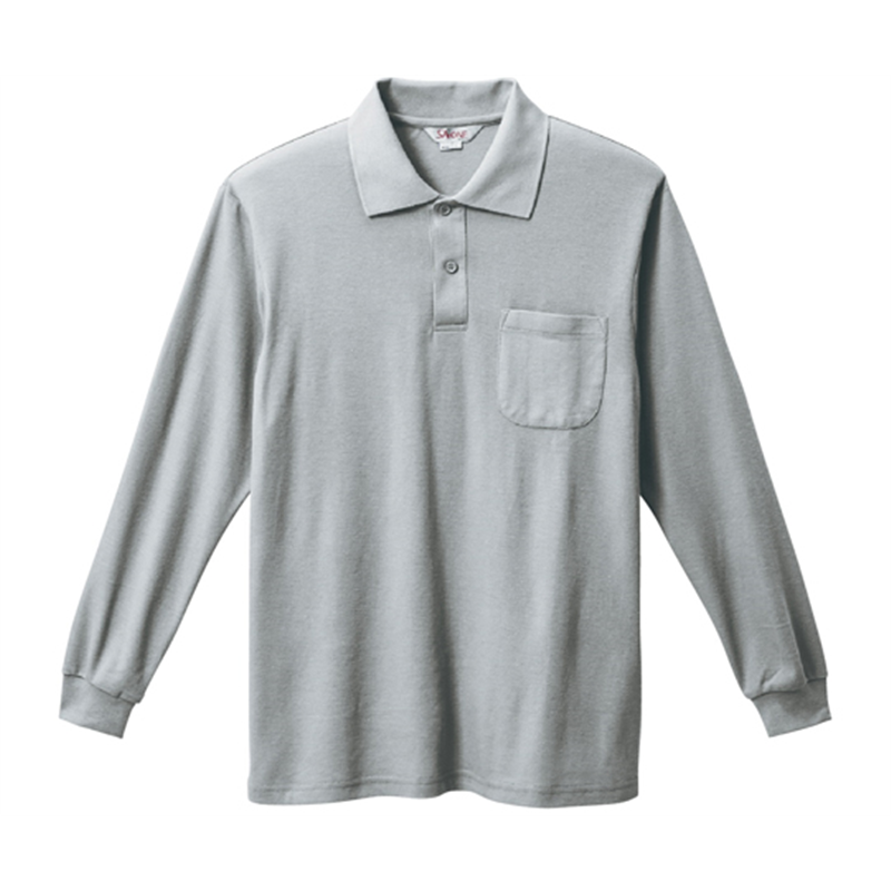 三愛 長袖ポロシャツ グレー L 8100 1着（ご注文単位1着）【直送品】