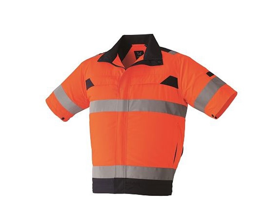 空調服 高視認半袖ブルゾン + 空調服Rスターターキット 蛍光オレンジ M 9207+SK23011R70 1セット(ご注文単位1セット)【直送品】