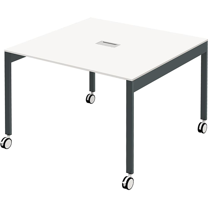 Y2K 配線機能付きスリムフリーアドレスデスク1010 キャスター仕様 ホワイト  1個(ご注文単位1個)【直送品】