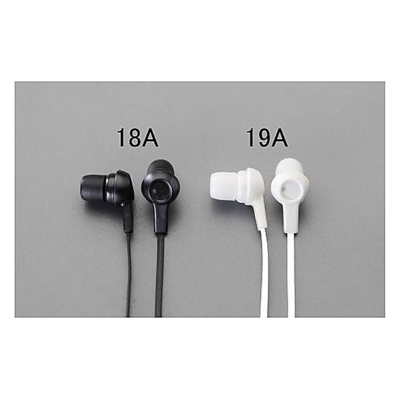 エスコ 1.2m イヤホン(インナーイヤー型/ブラック) EA763BC-18A 1個(ご注文単位1個)【直送品】