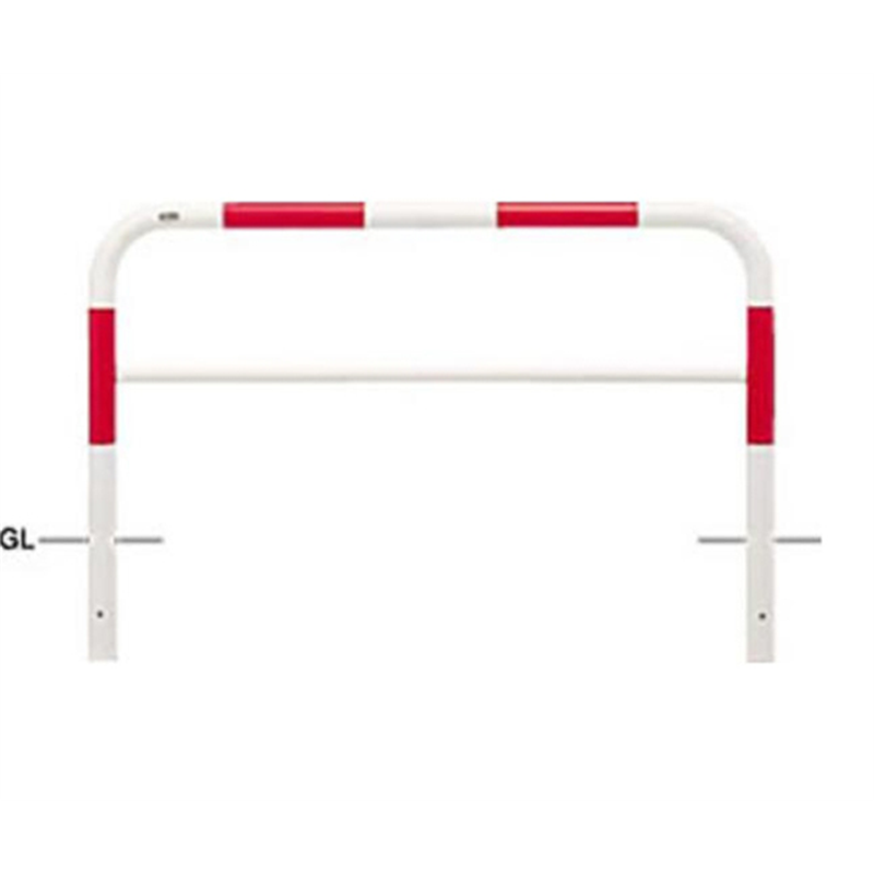 サンポール スチール製 アーチ型車止め(横桟付)固定式 φ60.5(t2.8)×W1500×H800mm 赤白 FAH-7U15-800(RW) 1台(ご注文単位1台)【直送品】
