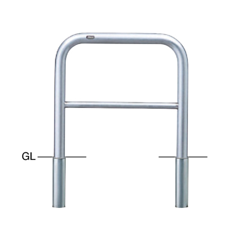 サンポール ステンレス アーチ型車止め(横桟付)差込式 φ60.5(t3.0)×W700×H650mm AH-7S7-650 1台(ご注文単位1台)【直送品】