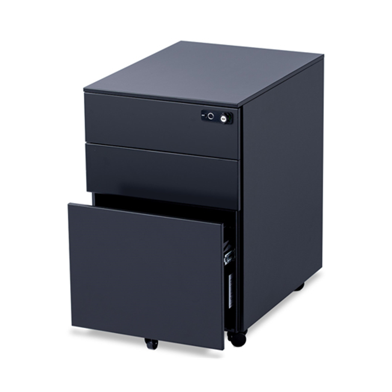 スマイル 指紋認証ロック式3段キャビネット ブラック  1個(ご注文単位1個)【直送品】