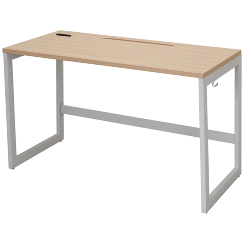 アール・エフ・ヤマカワ リスム デスク W1200×D600 ナチュラル×ホワイト脚 2ヶ口コンセント付き RFFLD-1260NA-WL 1台(ご注文単位1台)【直送品】