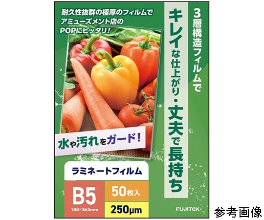 フジテックス ラミネートフィルム250μ B5サイズ 長辺シールタイプ 500枚入  1ケース(ご注文単位1ケース)【直送品】