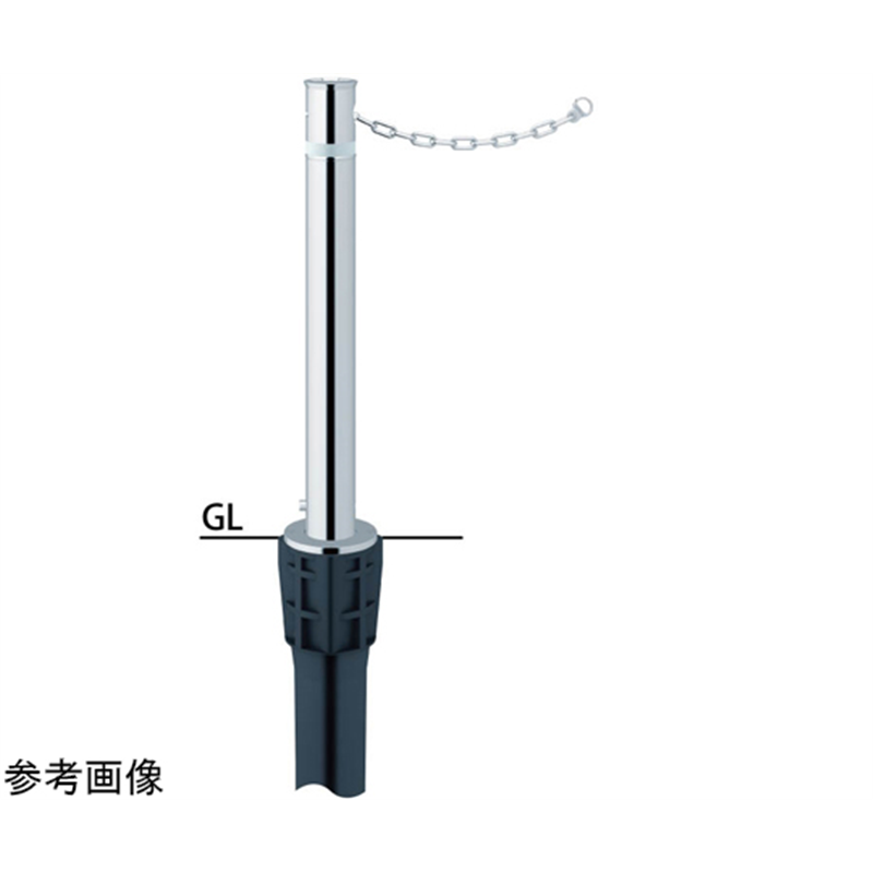 サンポール リフター ステンレス 上下式車止め 鎖内蔵 ワンタッチロック付 φ76.3 LA-8LC 1本(ご注文単位1本)【直送品】